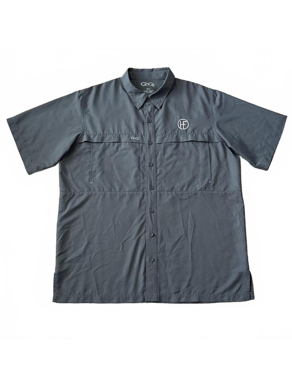 Gameguard Mens Microfiber Short Sleeve Button Up Shirt Gray Size XL